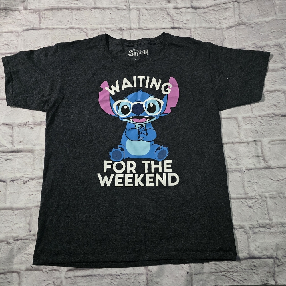 Disney Black Short Sleeve Stitch Graphic Tee